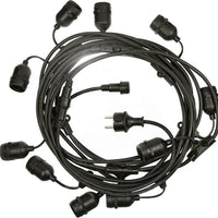 Spectrum LED string light 10m with 10x E27 sockets, outdoor festoon cable, optional LED bulbs