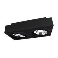 Spectrum MIRORA AR111 GU10 surface spotlight, 2x20W LED, 250V IP20, black adjustable rectangular ceiling mount