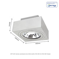 Spectrum MIRORA AR111 Aufbau-GU10-Strahler, 250V, 20W max, IP20, verstellbares Gehäuse aus weißem Aluminium