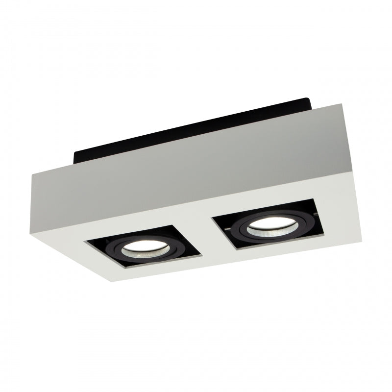 Spectrum MIRORA GU10 Deckenaufbauleuchte, 2x10W LED, 250V, IP20, schwenkbar, Weiß Schwarz Aluminium