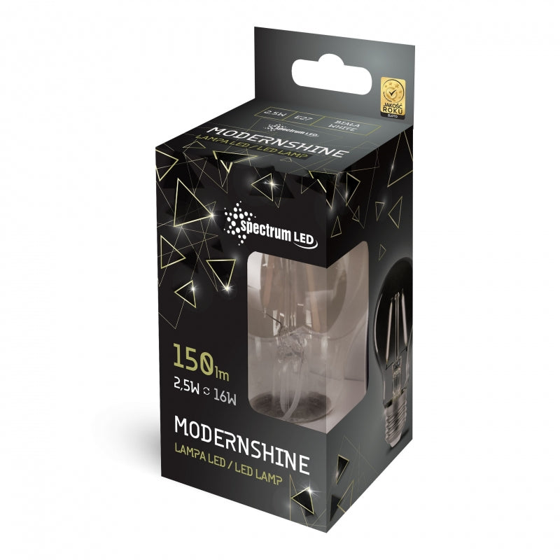 Spectrum MODERNSHINE LED GLS A60 2.5W E27 230V 4000K Neutralweiß Rauchglaslampe, 150 Lumen