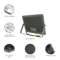 Spectrum NOCTIS MAX LED floodlight 100W 6500K 8600 lumens 230V IP65 IK08 85° Grey outdoor lighting