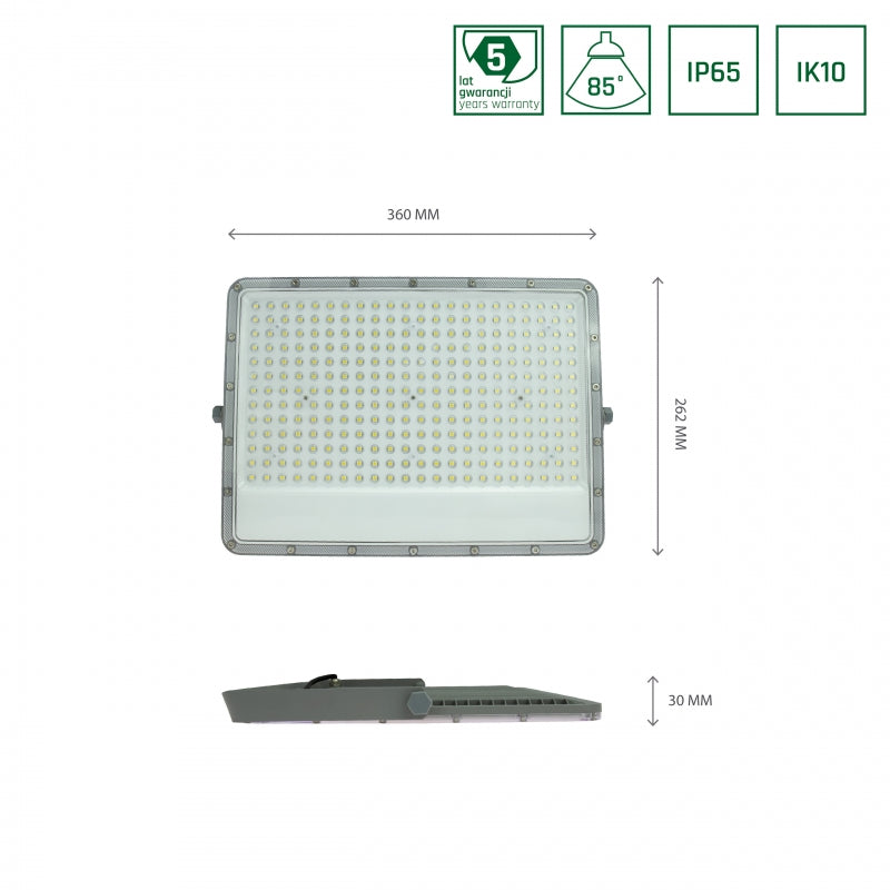 Spectrum NOCTIS MAX LED Floodlight 150W 6500K 14000 lumens 230V IP65 IK08 85° Beam Grey Housing Outdoor