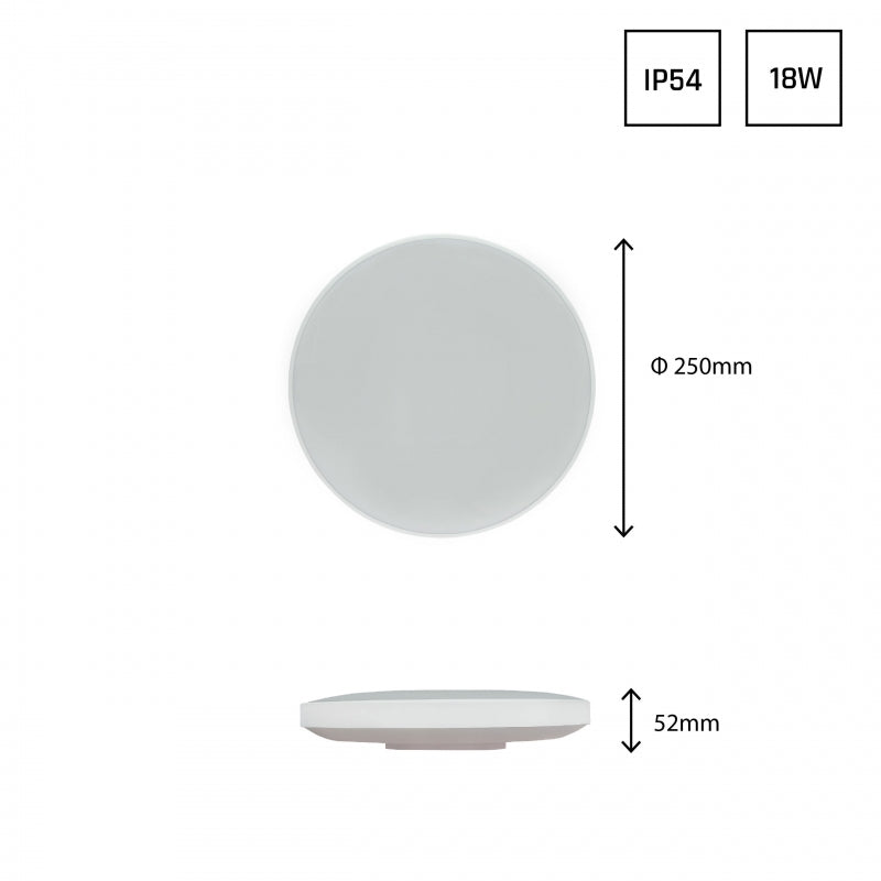 Spectrum NYMPHEA LED ceiling light 18W 3000K 230V IP54 round White Black 1950 lumens 115° surface mount