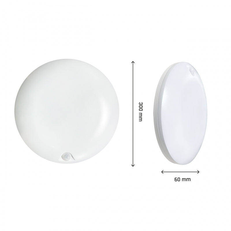 Spectrum NYMPHEA PROXI PIR LED Surface Light 18W 4000K 2000 lumens IP54 Round White 230V