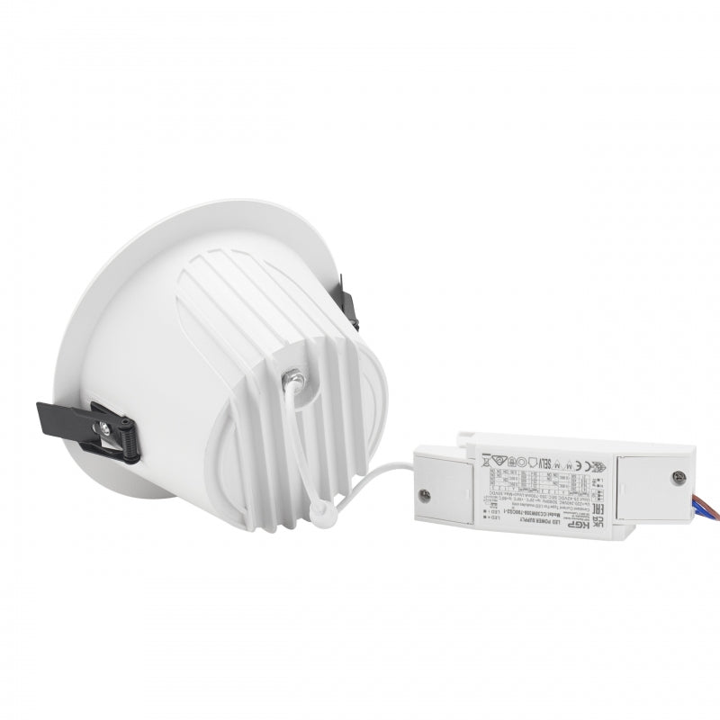 Spectrum ORBITO LED Downlight 14-27W 3000K 230V IP44 CRI 90 UGR<19 Flush-Mounted White Black Reflector