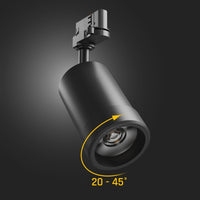 Spectrum PAVA BASIC LED Track Light 20W CCT 230V 3-Phase 20-45° Black IP20 2225 lumens CRI 80