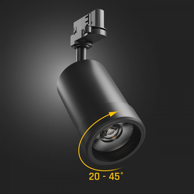 Spectrum PAVA BASIC LED Track Light 20W CCT 230V 3-Phase 20-45° Black IP20 2225 lumens CRI 80