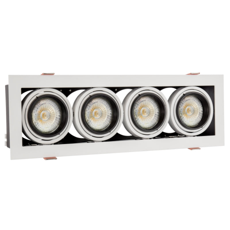 Spectrum Einbaurahmen LED GU10 x4, 4x10W, 250V, IP20, Weißes Aluminiumgehäuse für Innenbeleuchtung