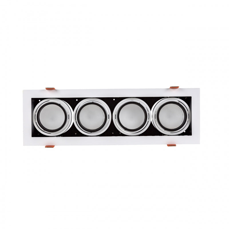 Spectrum Einbaurahmen LED GU10 x4, 4x10W, 250V, IP20, Weißes Aluminiumgehäuse für Innenbeleuchtung