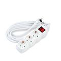 Technik 3-Way Extension Socket with 5m 1.5mm² Copper Cable, Switch, White, 16A 250V