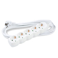 Technik 5-Way Extension Socket, 3m Copper Cable 1.5mm², 250V 16A White with Child Protection