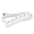 Technik 5-Way Extension Socket, 3m Copper Cable 1.5mm², 250V 16A White with Child Protection
