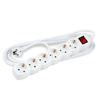Technik 6-Way Extension Socket, 1.5m Copper Cable 1.5mm², 16A 250V, White with Child Protection