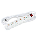 Technik 6-fach Steckdosenleiste, 3m 1.5mm² Kupferkabel, 16A, 250V, Weiß mit Schalter und Kinderschutz