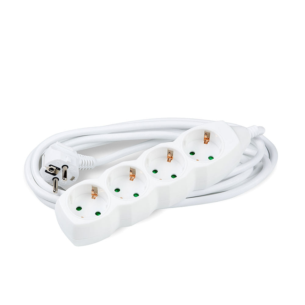 Technik Extension Socket 4-way, 5m 1.5mm2 Copper Cable, White, 16A with Child Protection