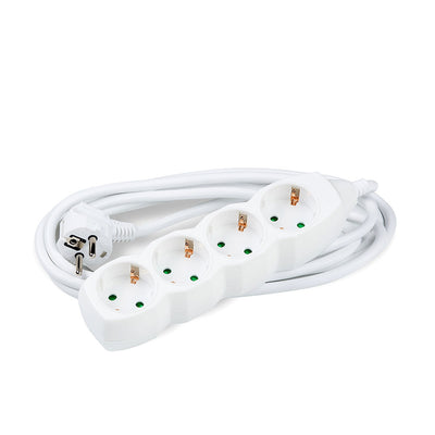 Technik Extension Socket 4-way, 5m 1.5mm2 Copper Cable, White, 16A with Child Protection
