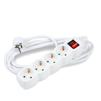 Technik Extension Socket 4-way with 3m 1.5mm² Copper Cable, Switch, Child Protection, White 16A