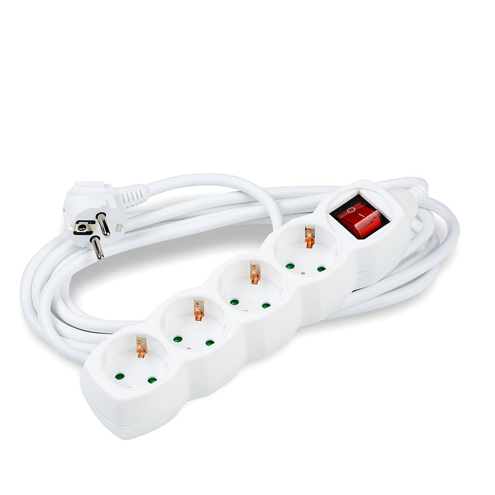 Technik Extension Socket 4-way with 3m 1.5mm² Copper Cable, Switch, Child Protection, White 16A
