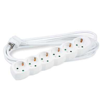Technik Extension Socket 6-way, 3m 1.5mm2 Copper Cable, White 16A, Child Protection