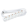 Technik extension socket 6-way, 5m copper cable 1.5mm², 16A 250V, White with child protection