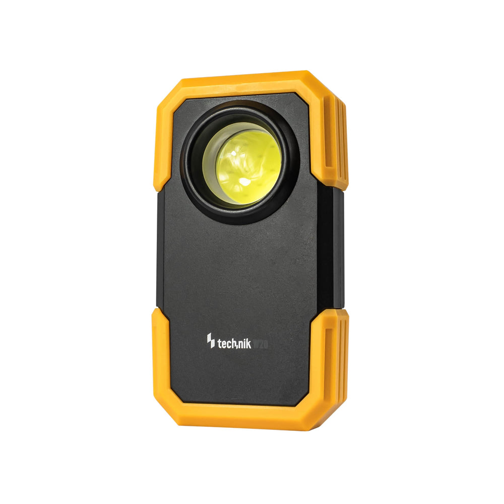 Technik LED flashlight W20 COB 250 lumens, 3xAAA powered, White plastic body, IPX2 with magnet and clip