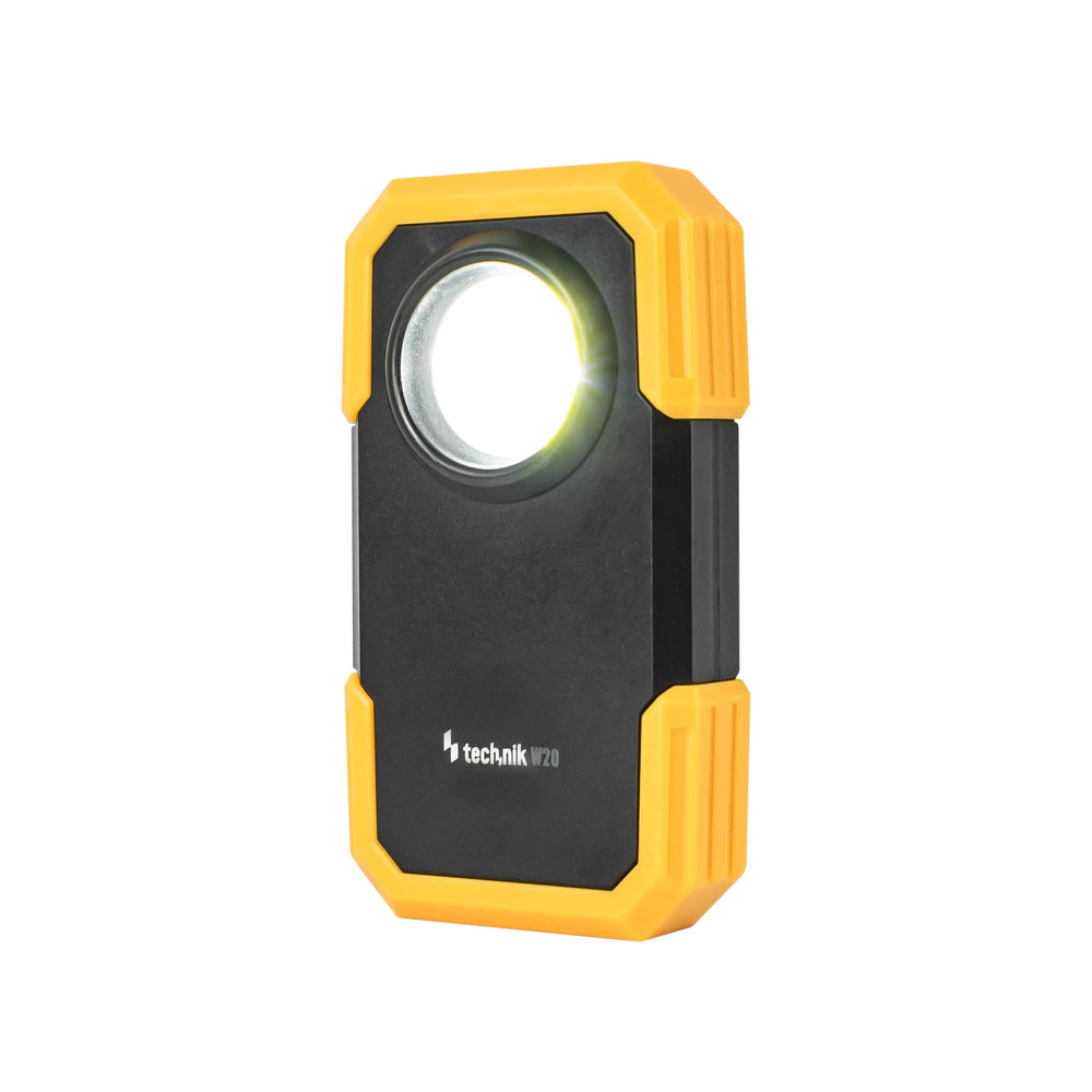 Technik LED flashlight W20 COB 250 lumens, 3xAAA powered, White plastic body, IPX2 with magnet and clip