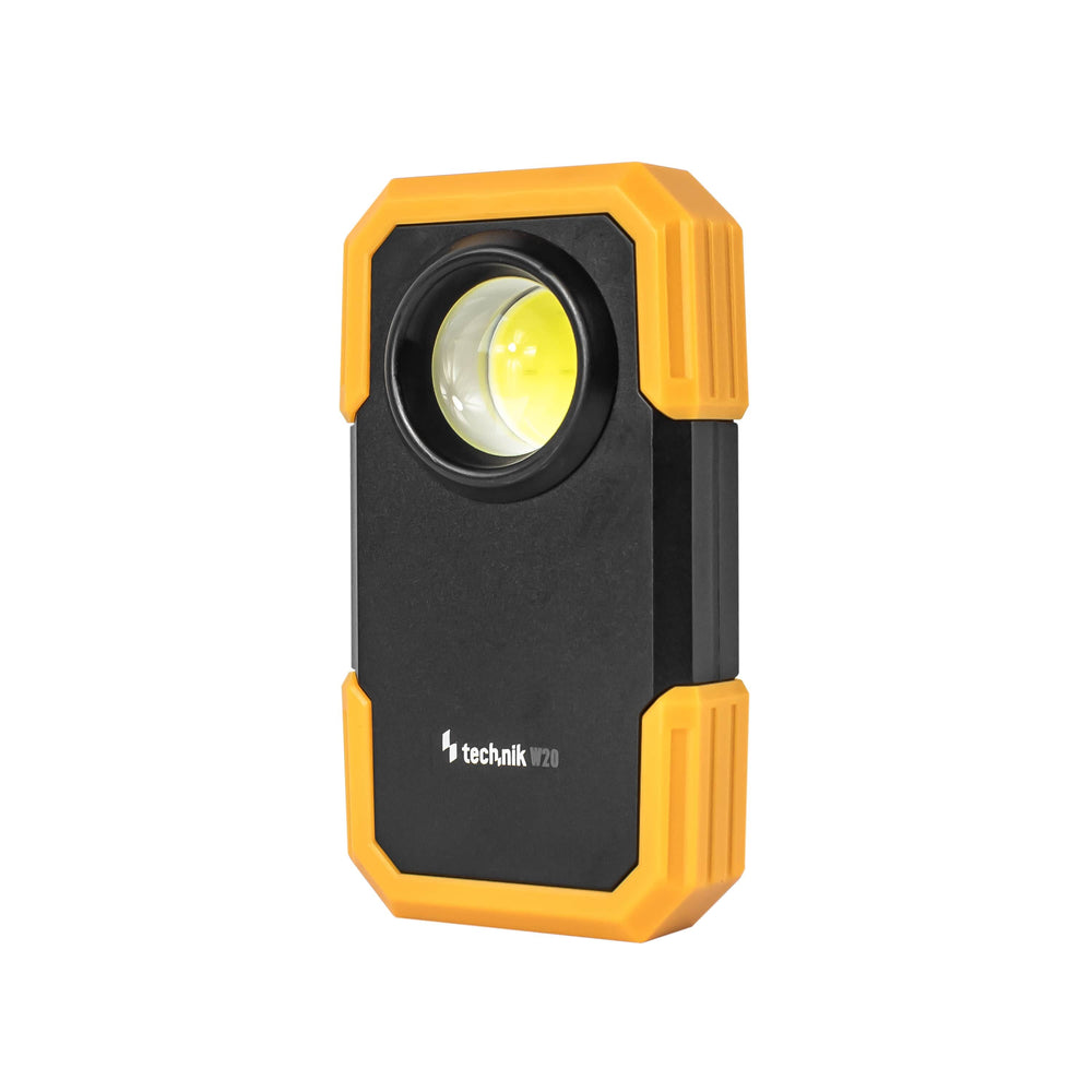 Technik LED flashlight W20 COB 250 lumens, 3xAAA powered, White plastic body, IPX2 with magnet and clip