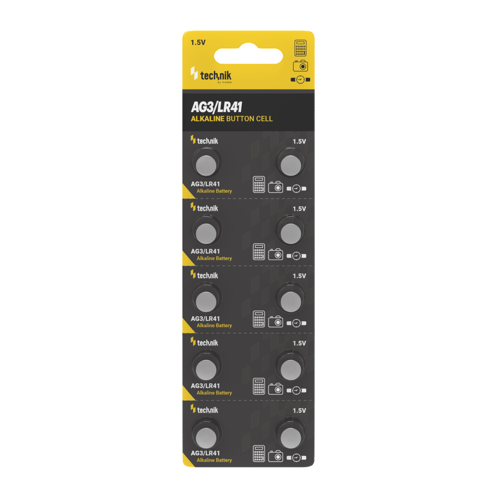 Technik Platinum AG3 LR41 192 392 1.5V Alkaline Button Cell Battery Pack of 10 for watches and small devices