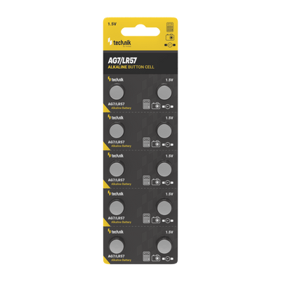 Technik Platinum Alkaline Knopfzelle 1.5V AG7 LR57 371 SR920W, 10er Pack zuverlässige Knopfzellenbatterie