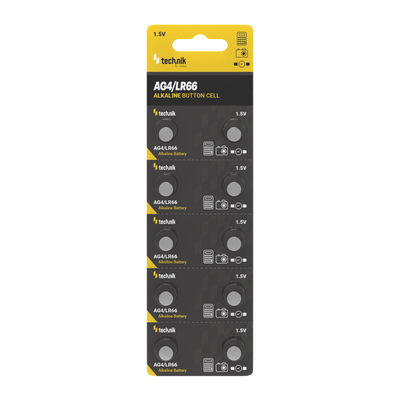 Technik Platinum Alkaline Knopfzelle AG4 LR66 377 1.5V Knopfbatterie 10er Pack