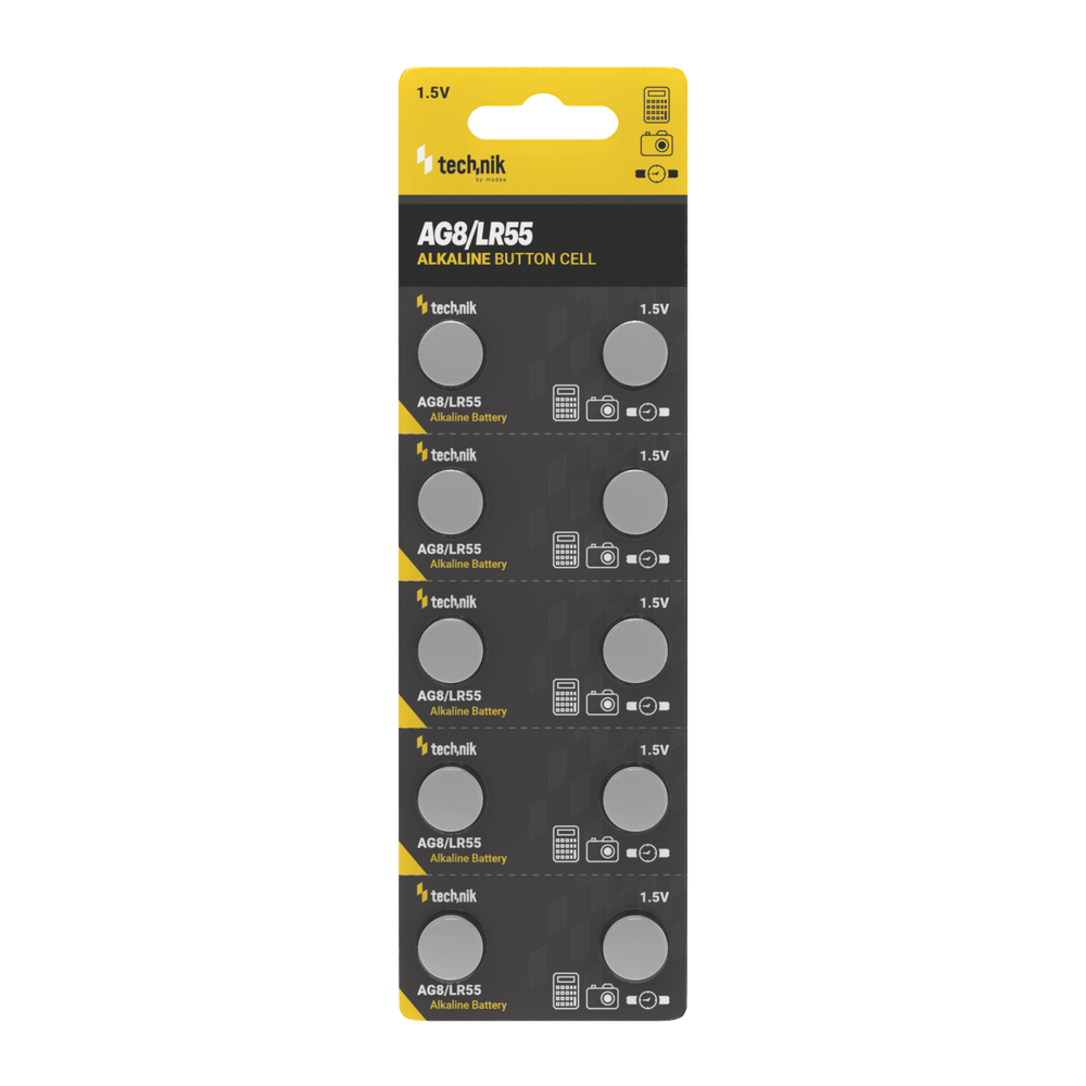 Technik Platinum Alkaline Knopfzelle AG8 LR55 191 391 1.5V B10 Pack mit 10 Stück für Uhren und Elektronik