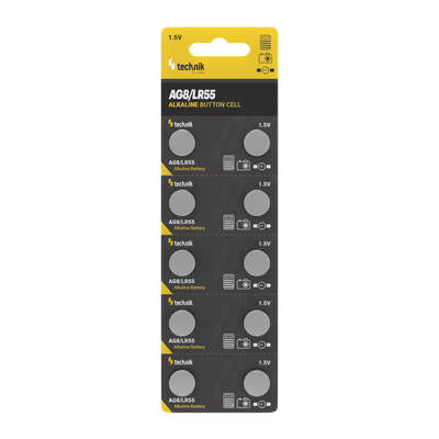 Technik Platinum Alkaline Knopfzelle AG8 LR55 191 391 1.5V B10 Pack mit 10 Stück für Uhren und Elektronik
