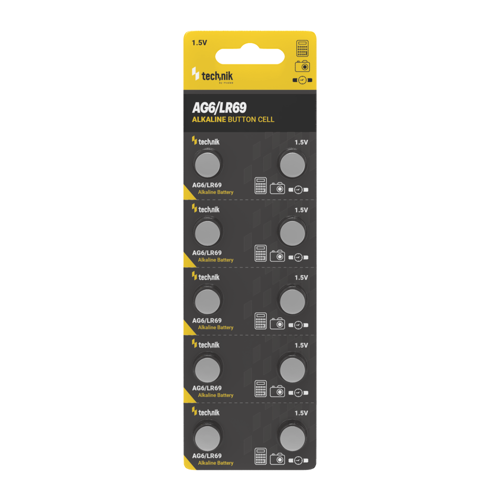 Technik Platinum Knopfzellen Alkaline Batterien 1.5V AG6 LR69 171 371 10er Pack für Uhren und Elektronik