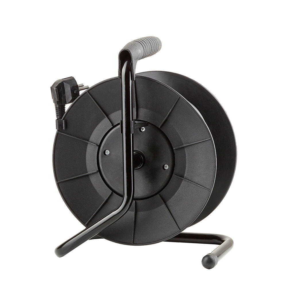 Technik Professional Kabeltrommel 25m 1.5mm² 16A mit 4 EU-Steckdosen und Schalter Schwarz