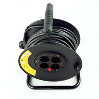 Technik Professional Kabeltrommel 25m 1.5mm² 16A mit 4 EU-Steckdosen und Schalter Schwarz