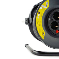 Technik Professional Kabeltrommel 25m 1.5mm² 16A mit 4 EU-Steckdosen und Schalter Schwarz
