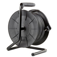 Technik Professional Cable Reel 50m 1.5mm² Black 16A 4 Sockets with Switch Indoor Outdoor