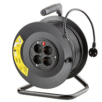 Technik Professional Cable Reel 50m 1.5mm² Black 16A 4 Sockets with Switch Indoor Outdoor