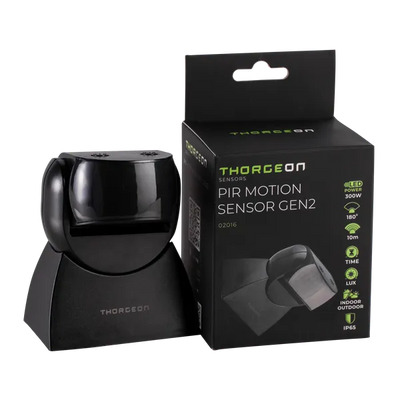 Thorgeon LED motion sensor Black surface mount 180° IP65 max 300W 220-240V CE RoHS