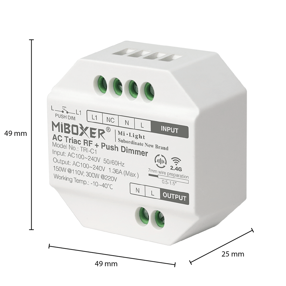 Tsong LED dimmer module 300W AC TRIAC, RF 2.4GHz remote compatible, IP20, 220-240V, CE RoHS