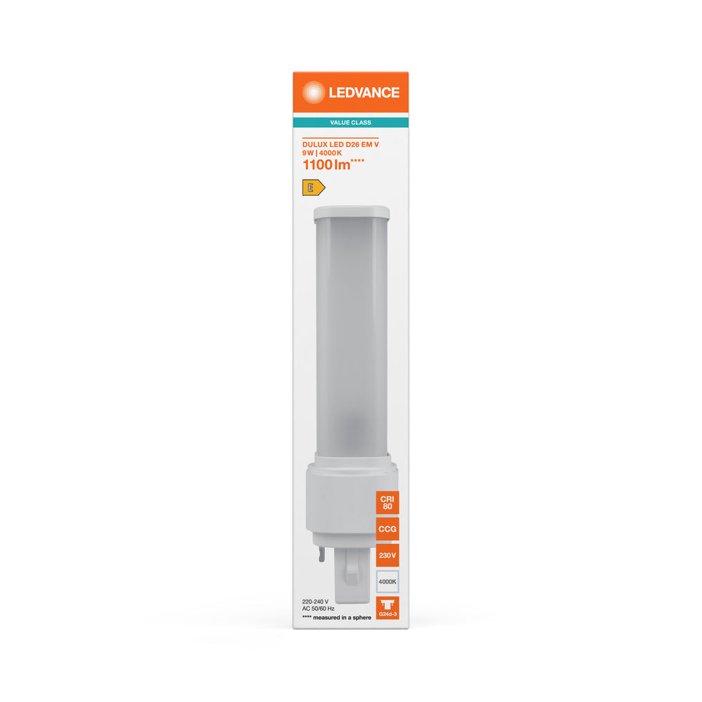 Ledvance Dulux PLC LED Lamp 9W 4000K 230V Philips Chip Energy Class D Replacement for 26W Lamps