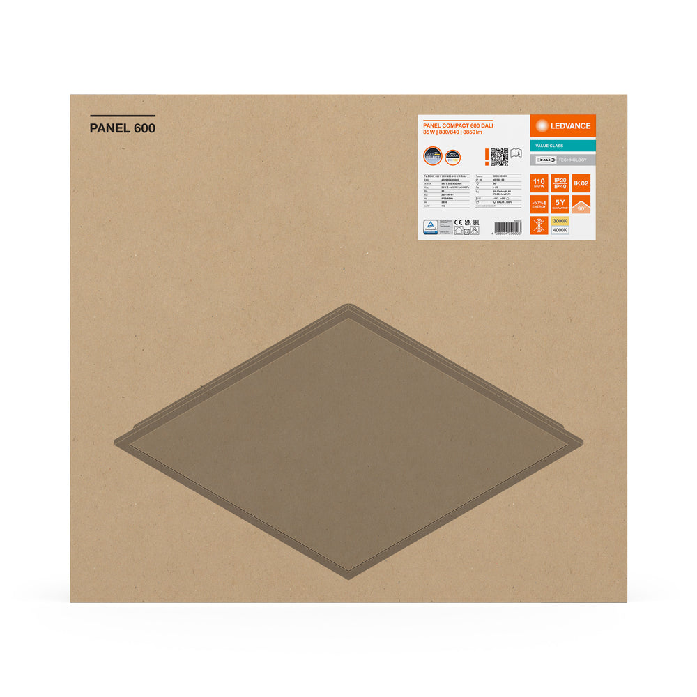 Ledvance LED Panel 60x60cm, 35W, CCT Switch 2700K-4000K, 4200 lumens, UGR19, IP20, DALI Dimmable, CE RoHS