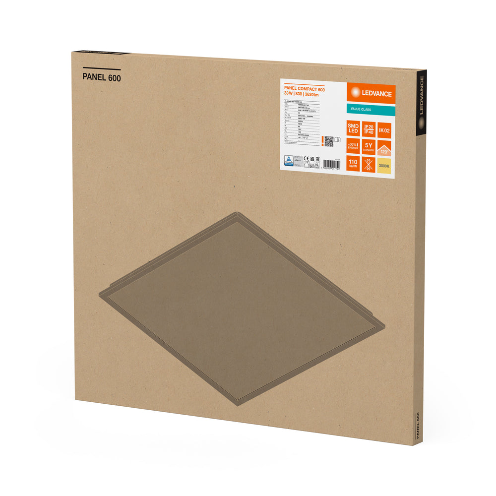 Tsong LED Panel Kompakt 33W 3630 Lumen 3000K 60x60cm Aluminium Weiß IP20 CRI 80 CE RoHS