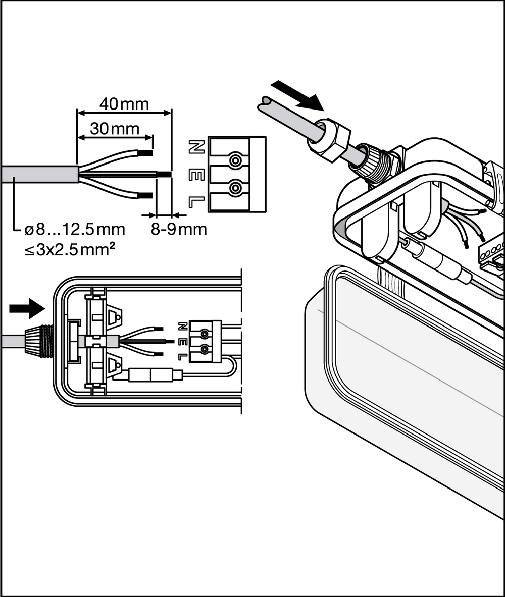 Ledvance LED Tube Fixture 120cm, IP65 Waterproof, for Double LED Tubes, 220-240V, 5 Year Warranty