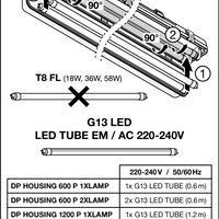 Tsong LED Röhrenleuchte 120cm wasserdicht IP65 für einzelne LED Röhre, robustes Aluminiumgehäuse
