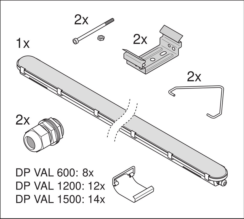 Value LED wasserdichte Feuchtraumleuchte 50W 4000K 6000 Lumen 150cm IP65 kaltweiß