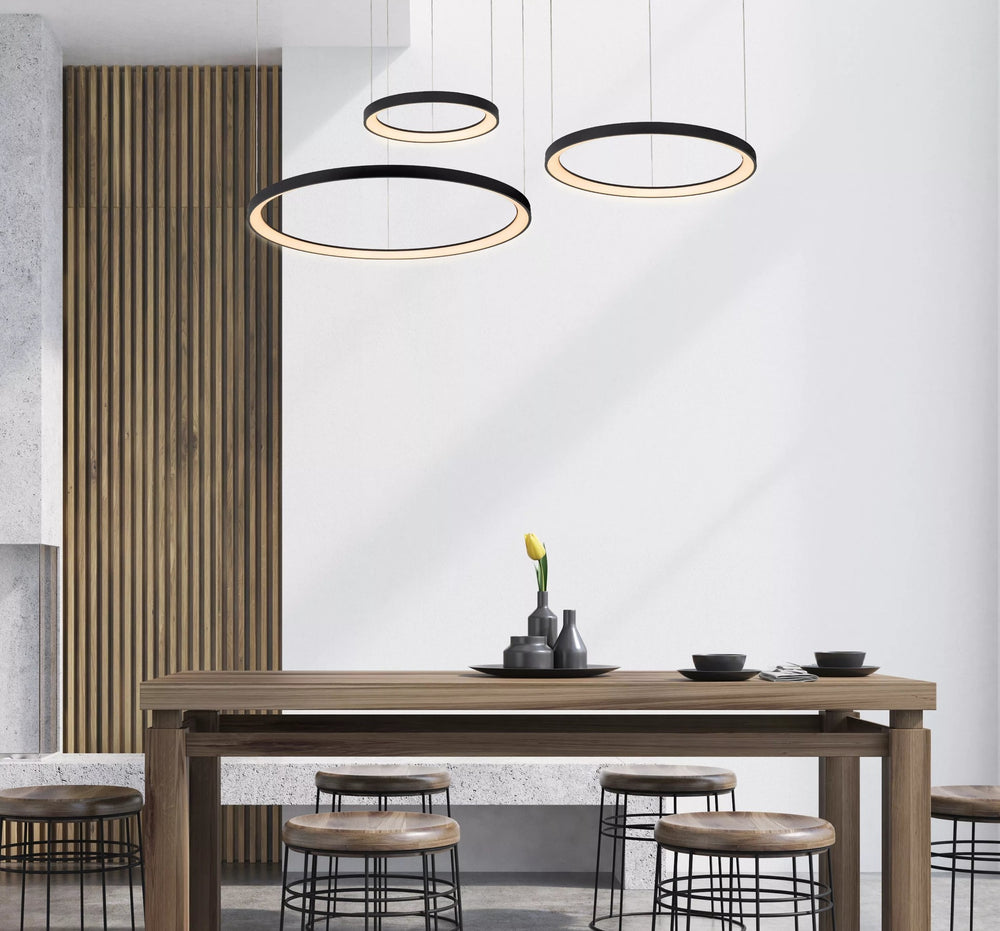 Lucide VIDAL black LED pendant light with dimmable 120W, warm white 2700K, wide 78 cm for chic home lighting