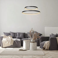 Lucide VIDAL LED dimmable pendant light 78 cm - modern black chandelier for home lighting