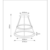 Lucide VIDAL LED dimmable pendant light 78 cm - modern black chandelier for home lighting